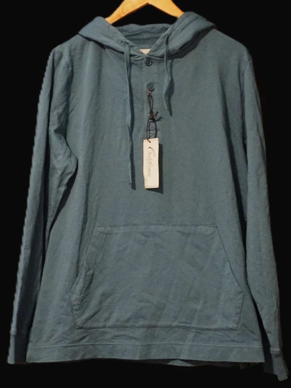 California Shirt Co. Spruce Teal Long Sleeve Cotton Hoodie Men’s Medium